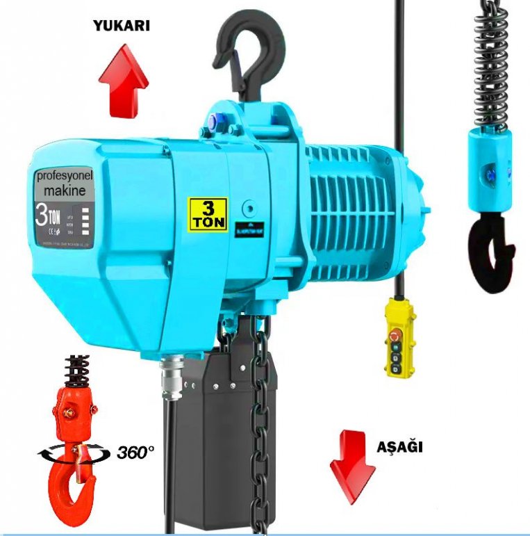 3 Ton Elektrikli �ki hareketli Zincirli Vin�