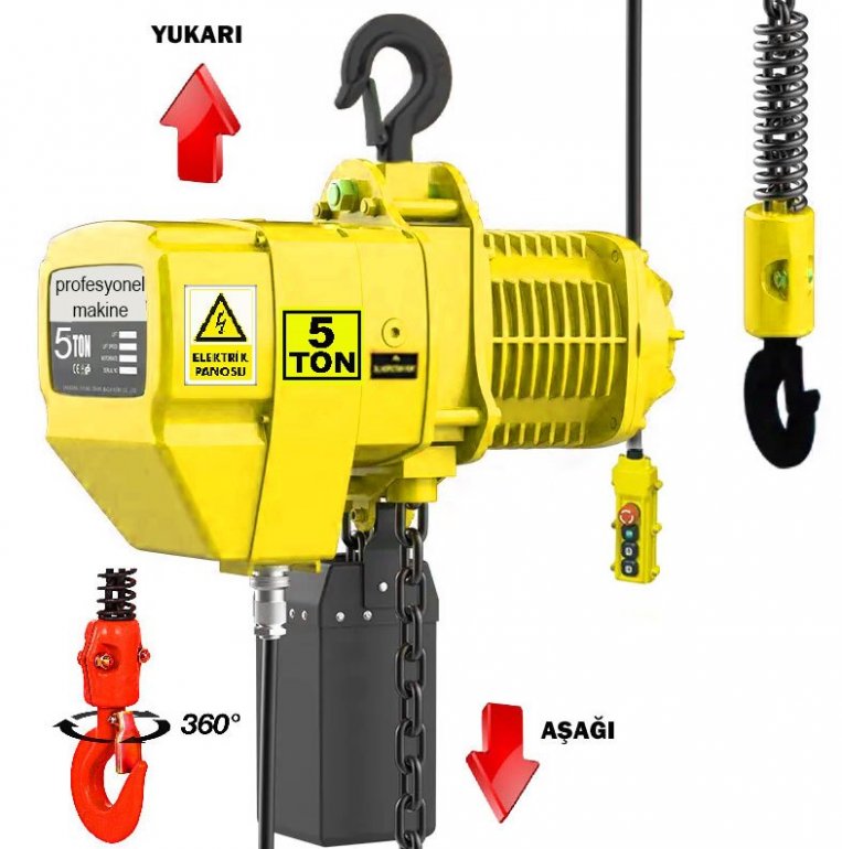 5 Ton Elektrikli Sabit Ask�l� Zincirli Vin�
