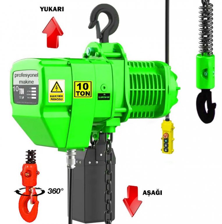 10 Ton Elektrikli Sabit Ask�l� Zincirli Vin�